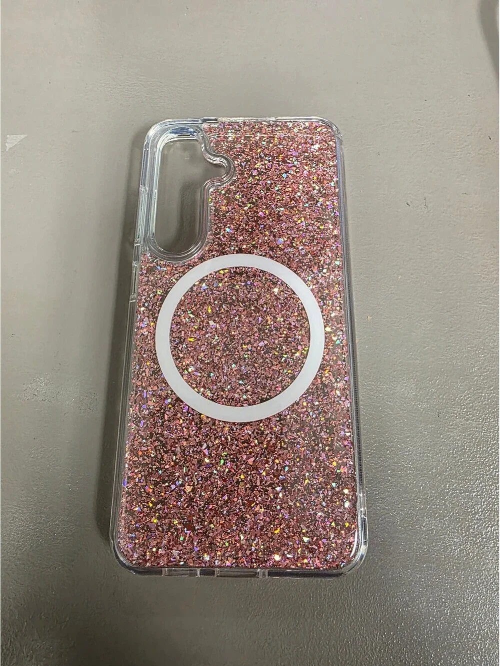 QOVOC Clear Glitter Magnetic Wireless Charging Case for Samsung Galaxy S24